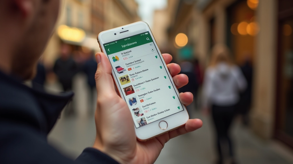 Écran de téléphone affichant l'application Le Bon Coin avec plusieurs annonces d'occasion
